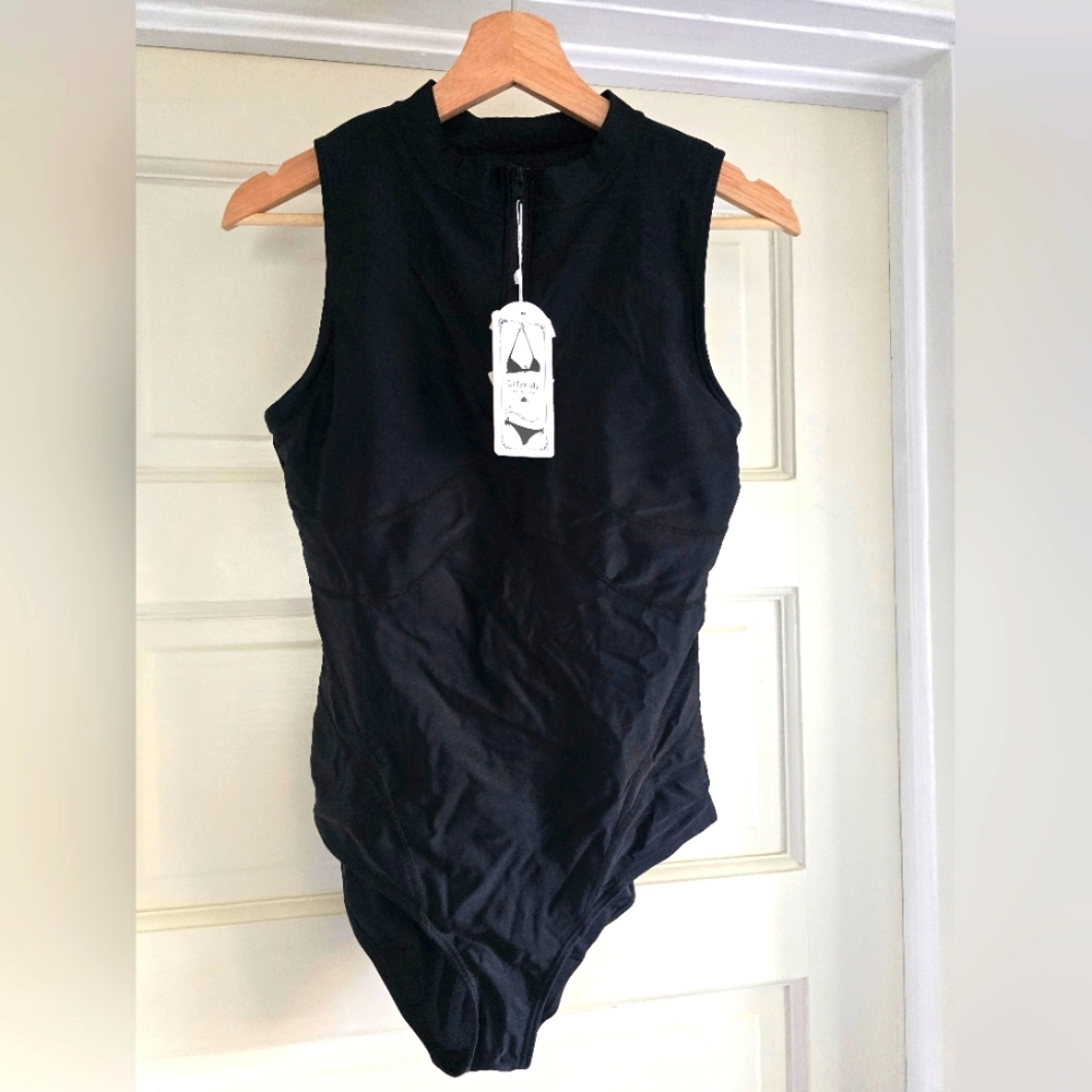 NEW Black Sleeveless Women's One Piece Swimsuit